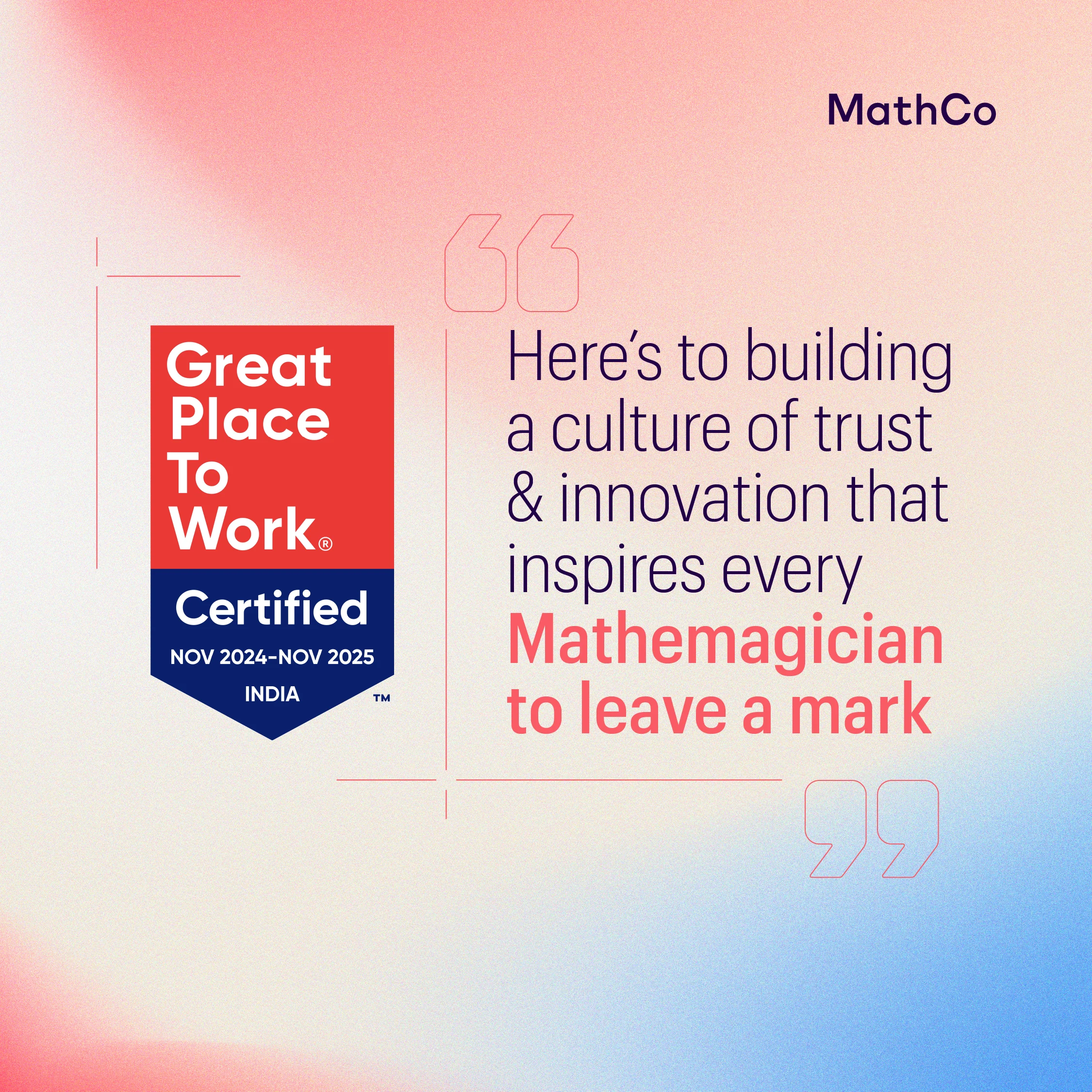 MathCo Certified as a Great Place to Work® in India